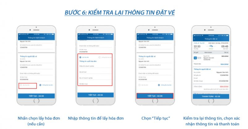 Kiểm tra thông tin đặt vé tàu, nhập dữ liệu cá nhân