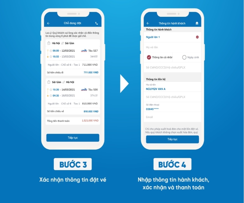 Hướng dẫn xác nhận thông tin đặt vé ứng dụng mobile banking