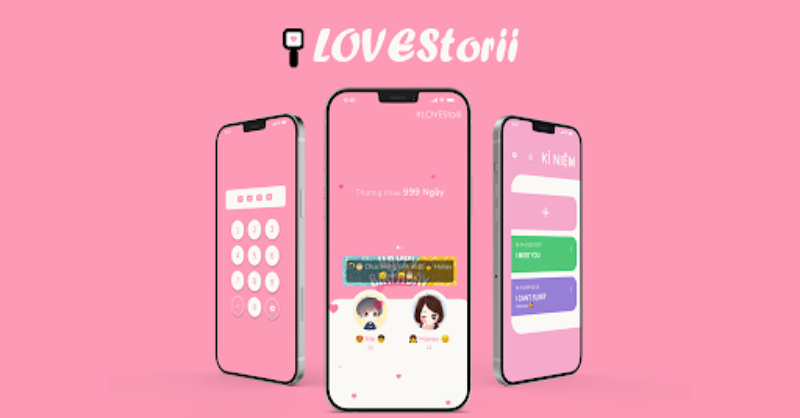Giao diện ứng dụng LOVEstorii đếm ngày yêu và lưu giữ kỷ niệm tình yêu