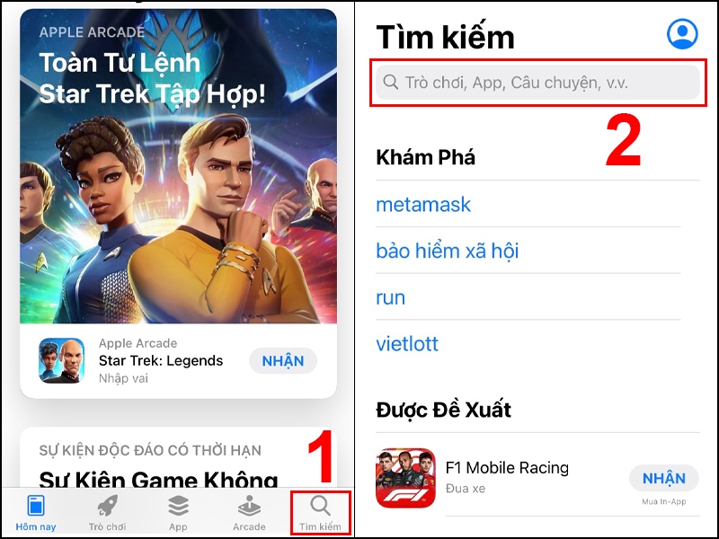 Vào tab Tìm kiếm trên App Store và nhập tên ứng dụng cần tìm