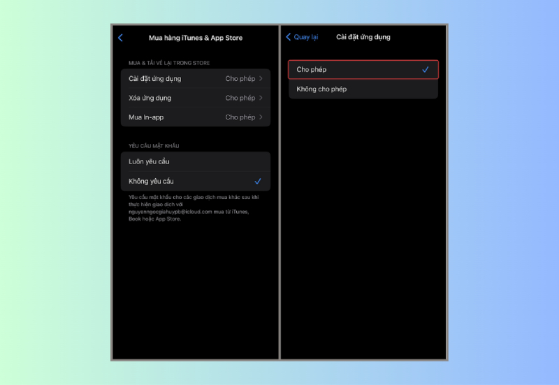 Cho phép cài đặt ứng dụng trong giới hạn App Store