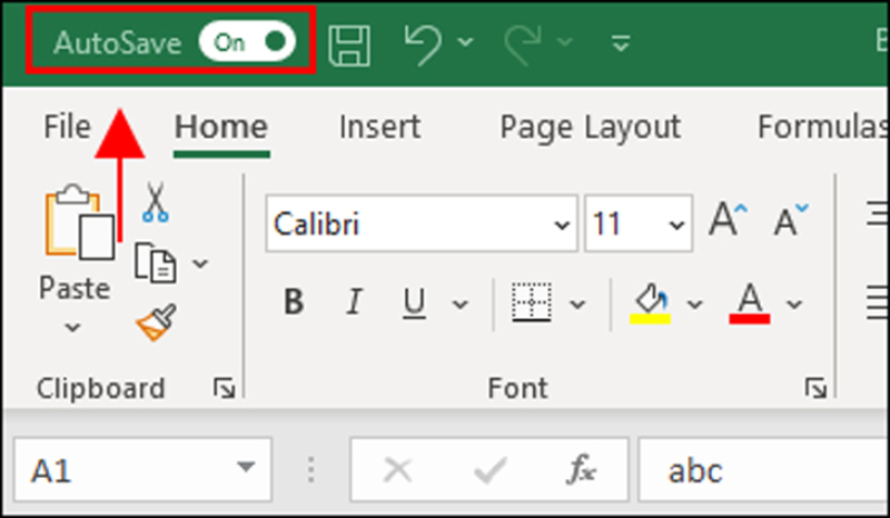 AutoSave được bật trên thanh công cụ Excel