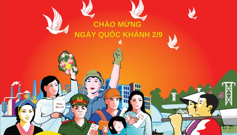 Background chào mừng Quốc khánh 2/9, toàn dân đoàn kết