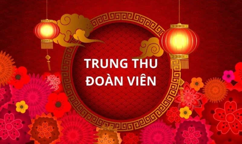 Background tết trung thu tone màu đỏ
