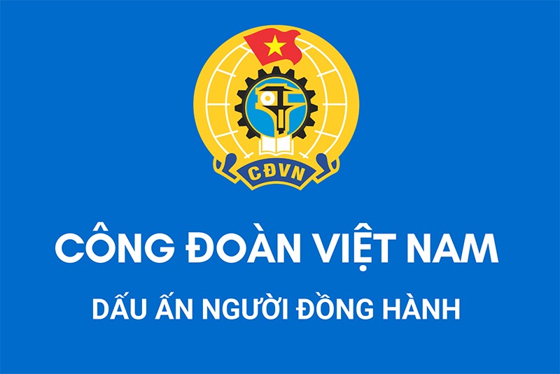Logo Công đoàn Việt Nam kèm theo khẩu hiệu “Dấu ấn người đồng hành”