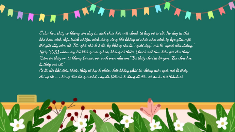 Bài văn cảm ơn thầy cô ở đại học nhân ngày Nhà Giáo Việt Nam 20/11