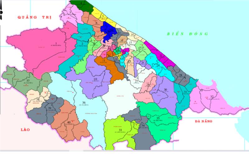 Chi tiết bản đồ thành phố Huế sau sáp nhập