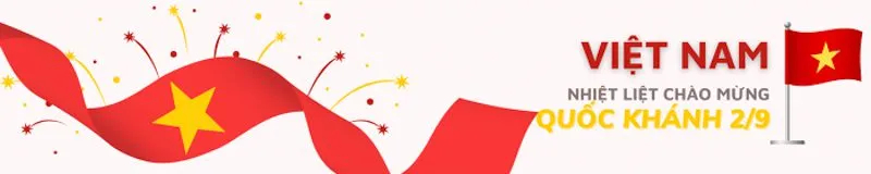 Băng rôn chúc mừng 2/9 cho họa tiết cây cờ