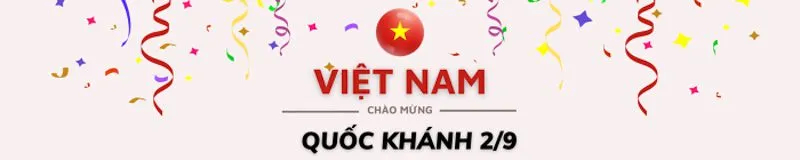 Băng rôn chào mừng Quốc khánh 2/9 Việt Nam kèm họa tiết pháo hoa