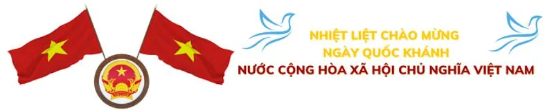 Băng rôn 2/9 treo cờ đỏ sao vàng
