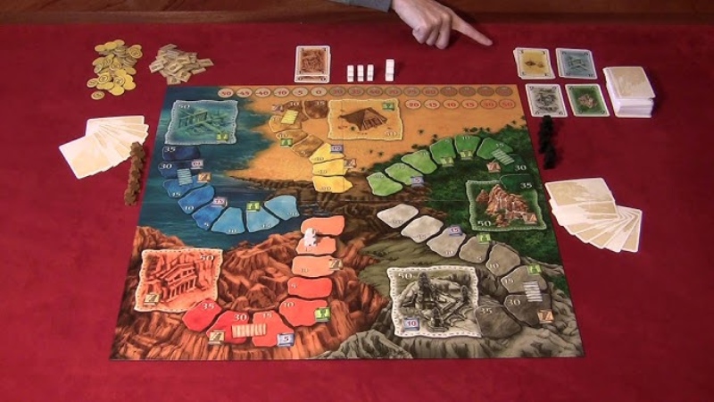 Bàn chơi board game Lost Cities với lộ trình thám hiểm