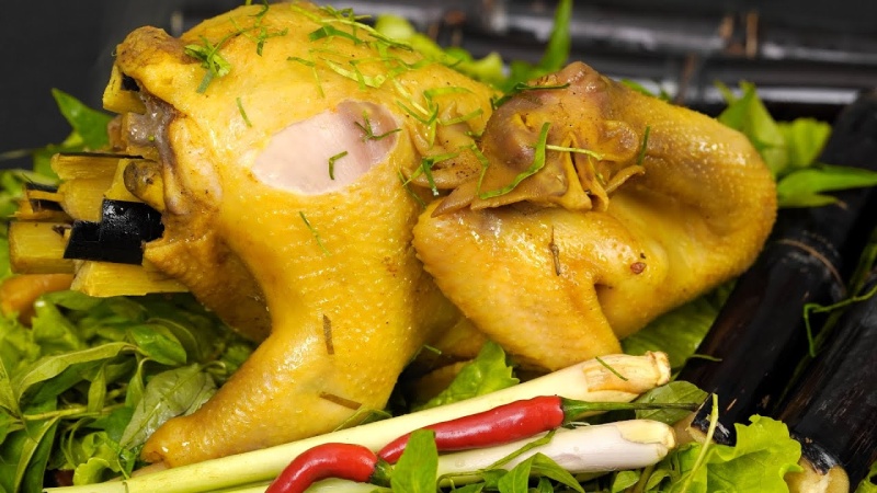 gà hấp mía