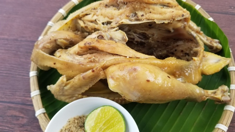 gà hấp rượu