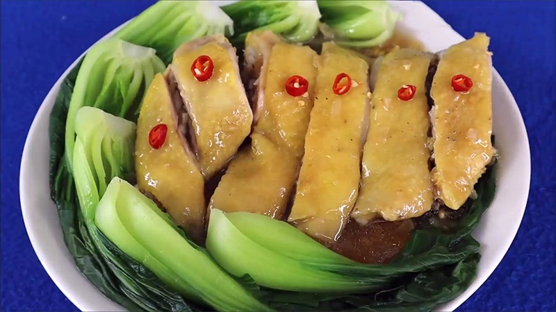 gà hấp cải thìa