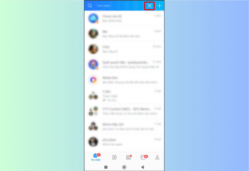 Chọn vào mã QR trong giao diện Zalo