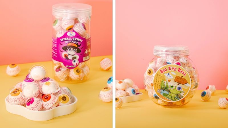 Kẹo dẻo hình nhãn cầu 3D nhiều màu, tạo hình rùng rợn cho Halloween