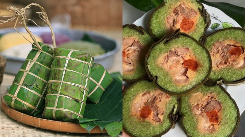 Bánh Tét hạt điều được cắt thành từng khoanh nhỏ