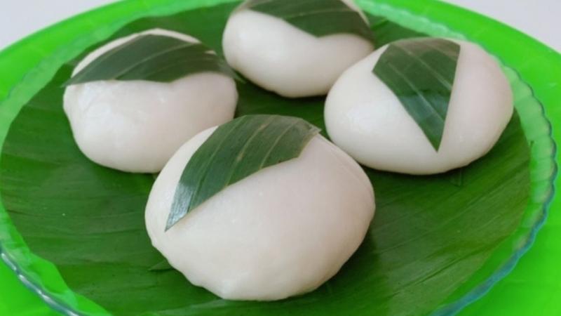 Bánh giầy Vị Dương có mùi thơm, độ dẻo của gạo nếp, nhân đậu xanh
