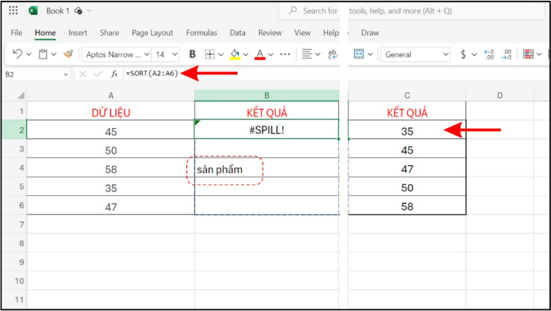 Kết quả sau khi khắc phục lỗi #SPILL!