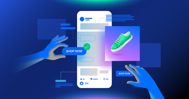 Minh họa mua sắm trực tuyến trên Facebook