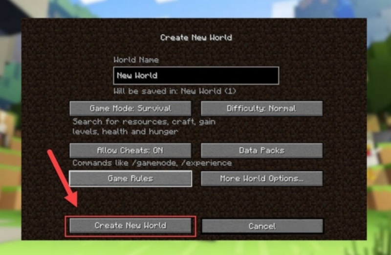 Vào Minecraft PE và tạo thế giới mới