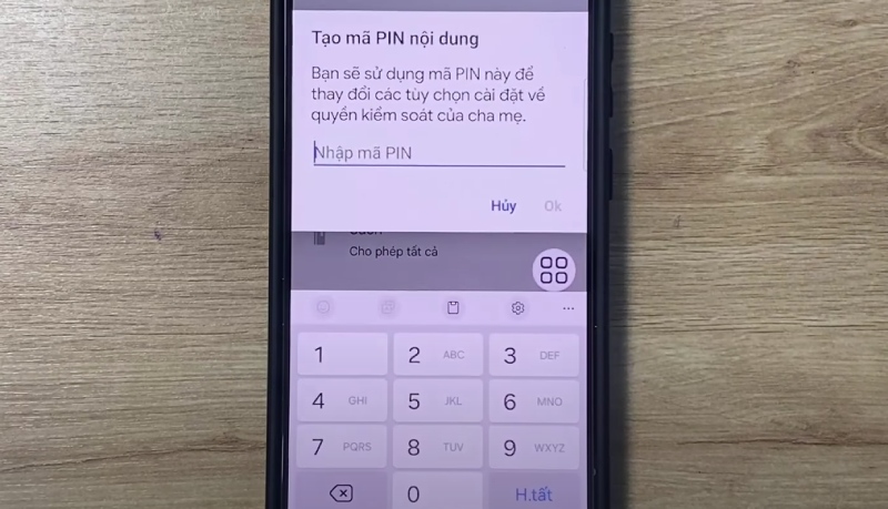 Nhập mã pin để quản lý và thay đổi cài đặt