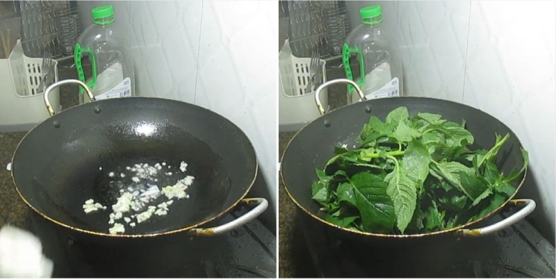 xào rau tàu bay với tỏi