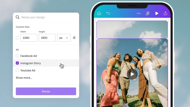 Chọn kích thước video phù hợp trên Canva