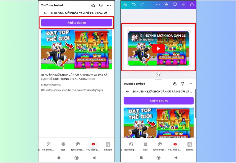 Thêm video YouTube vào bản thiết kế trong Canva