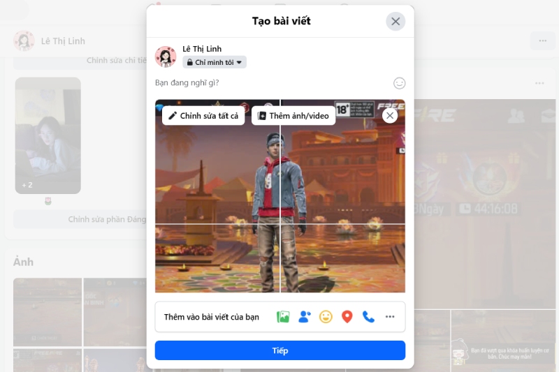 Đăng ảnh đã cắt lên facebook