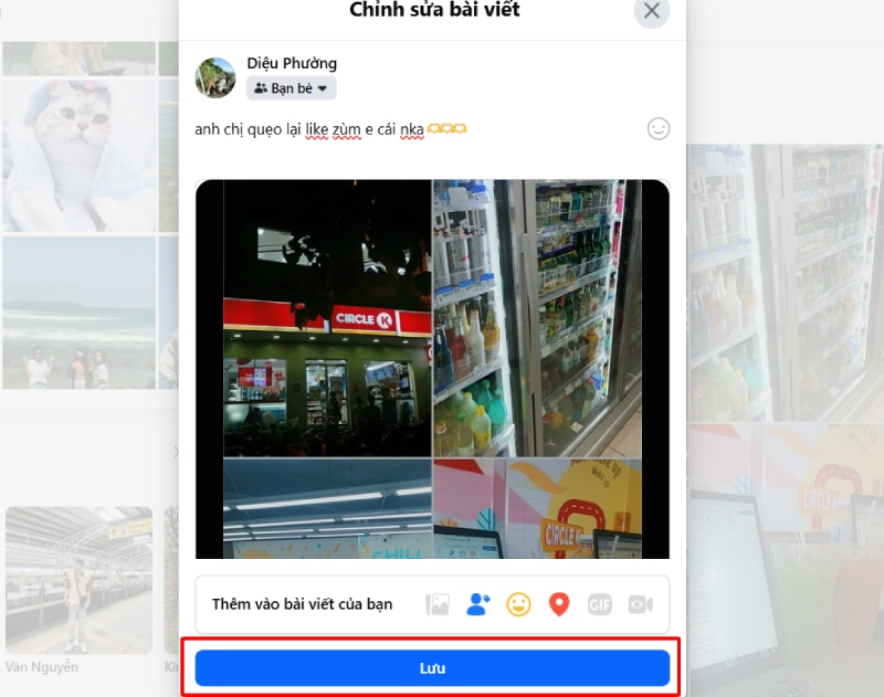 bấm lưu sau khi chỉnh sửa