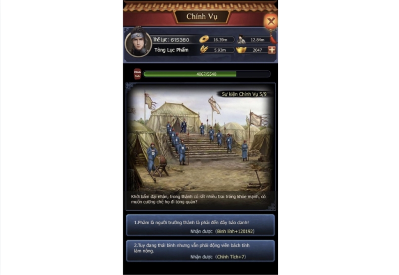 Nhiệm vụ chính vụ trong game Ta Là Quan Lão Gia