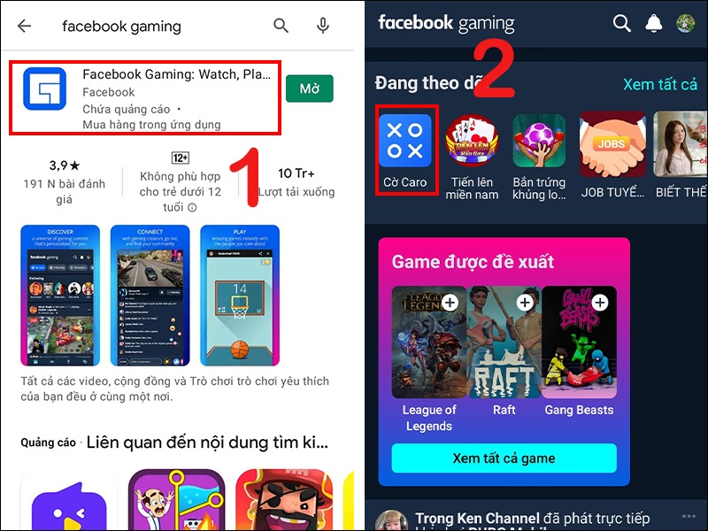 Tải ứng dụng Facebook Gaming trên CH Play và mở để chơi game
