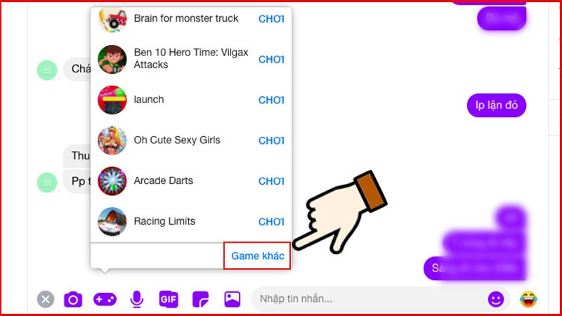 Khám phá thêm trò chơi mới trên Messenger với “Game khác”