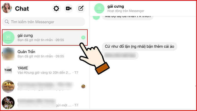 Chọn cuộc trò chuyện trong Messenger và tham gia trò chơi cùng bạn bè