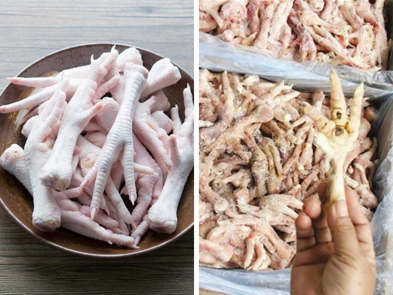 Chân gà tươi và chân gà ngâm hóa chất