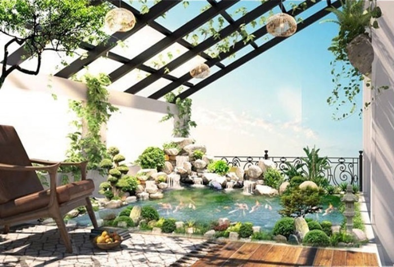 Hồ nước trên sân thượng giúp điều hòa không khí mát mẻ