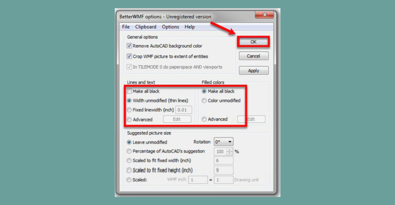 Cấu hình BetterWMF để chuyển đổi bản vẽ AutoCAD sang định dạng WMF