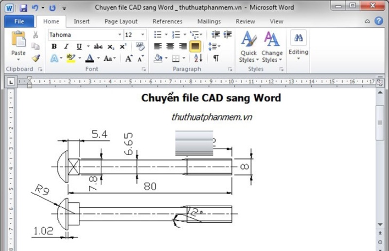 Dán ảnh sao chép từ AutoCAD qua Word