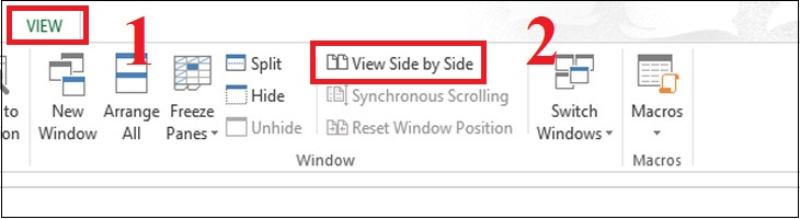 Mở hai file Excel bằng View Side by Side