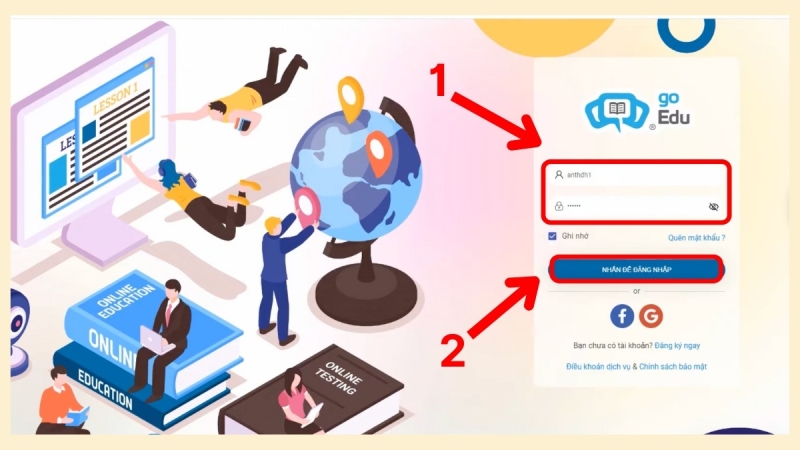 Nhập thông tin đăng nhập trên goEdu