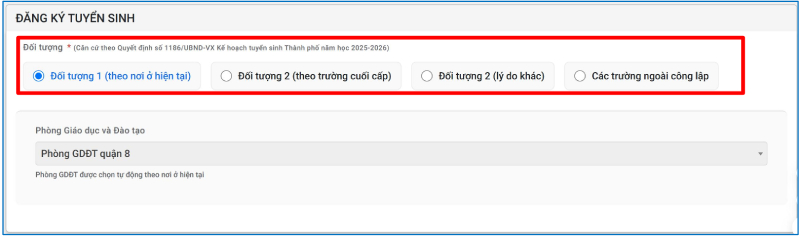 Chọn mục đối tượng 1