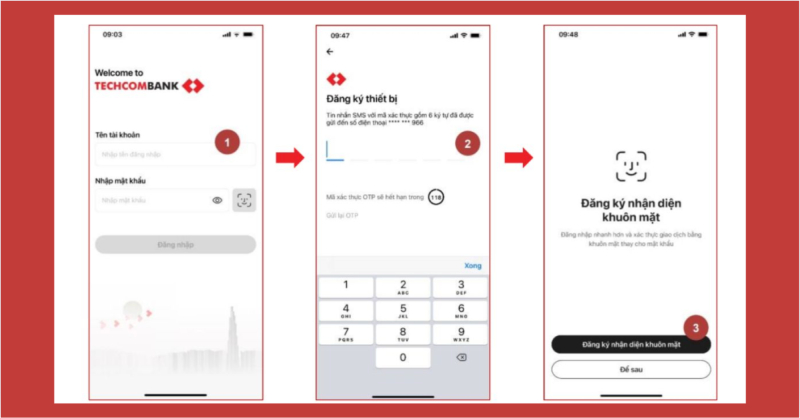 Hướng dẫn đăng nhập và xác thực thiết bị Techcombank trên điện thoại khác