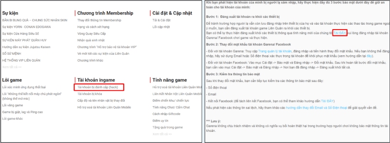 Hướng dẫn đổi mật khẩu trong Trung tâm Hỗ trợ Garena