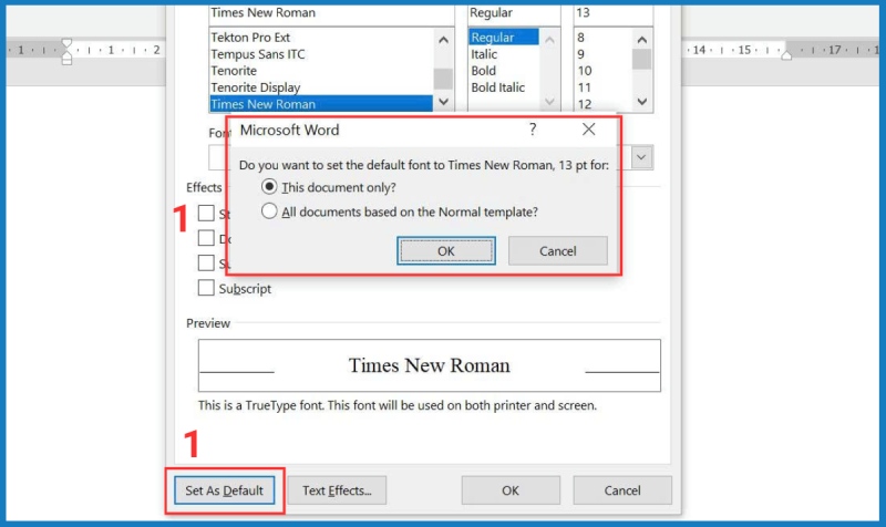 Chọn phạm vi áp dụng cho Font chữ trong Word