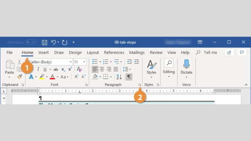 Thao tác mở hộp thoại Paragraph