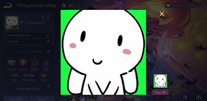 Ảnh đại diện nhân vật hoạt hình nền xanh trong Liên Quân Mobile