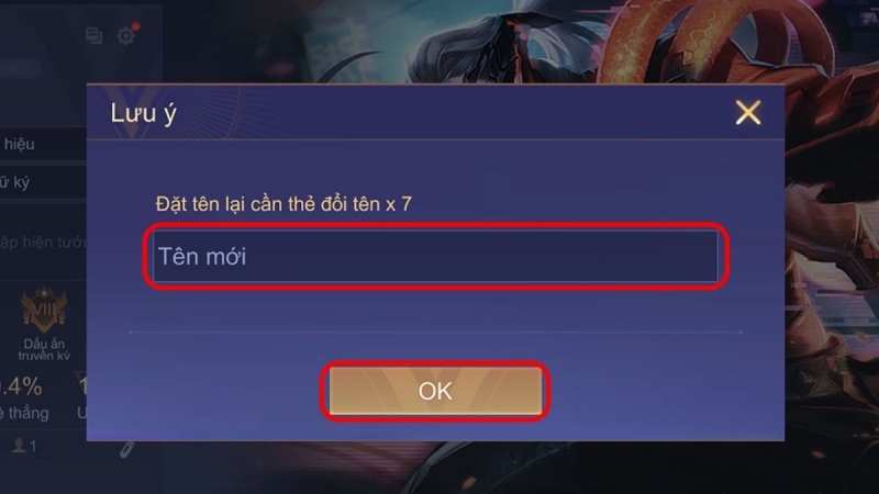 Đặt lại tên mới trong Liên Quân bằng thẻ đổi tên