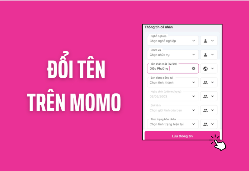 Giao diện đổi tên MoMo trong mục Thông tin cá nhân