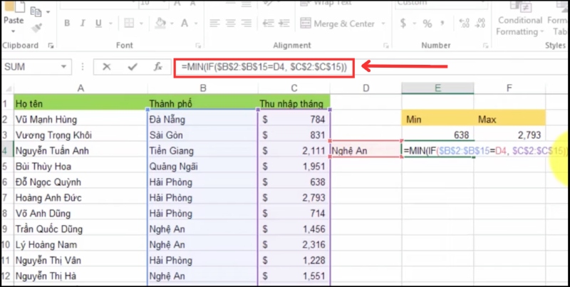 Kết hợp hàm MAX, MIN với hàm IF